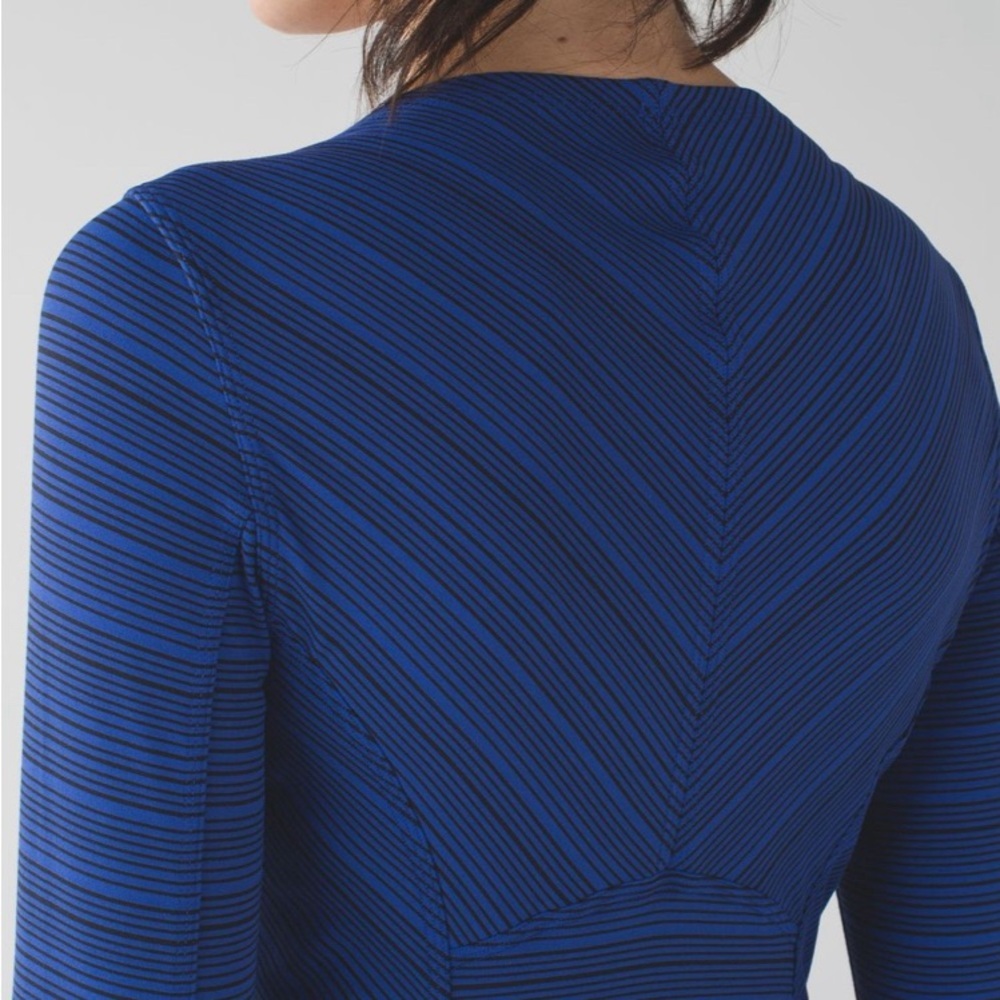 LULULEMON Kanto Catch Me Long Sleeve Kanto Stripe Sapphire Blue Black Size 2 - Picture 4 of 13